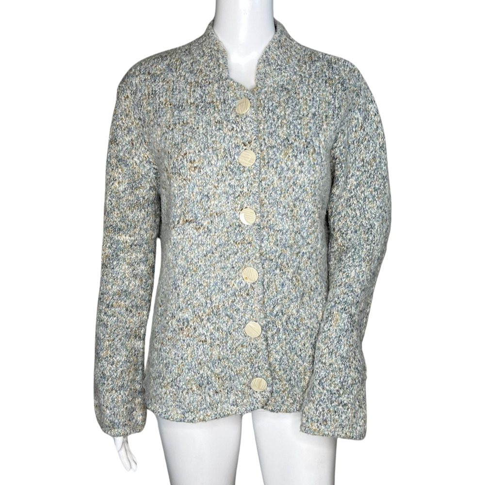 Alps Sweater Womens Medium Gray Button Front Cardigan Alpaca Blend Warm Cozy